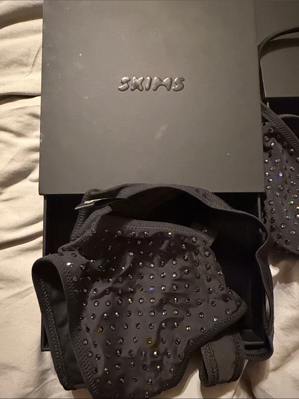 SKIMS Black Rhinestone Mini Bag - Embellished Black